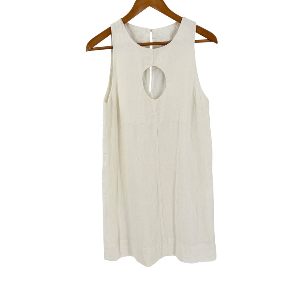 India Collection Emerson Fry Linen Shift Dress Ivory Size 2 Minimalist Coastal